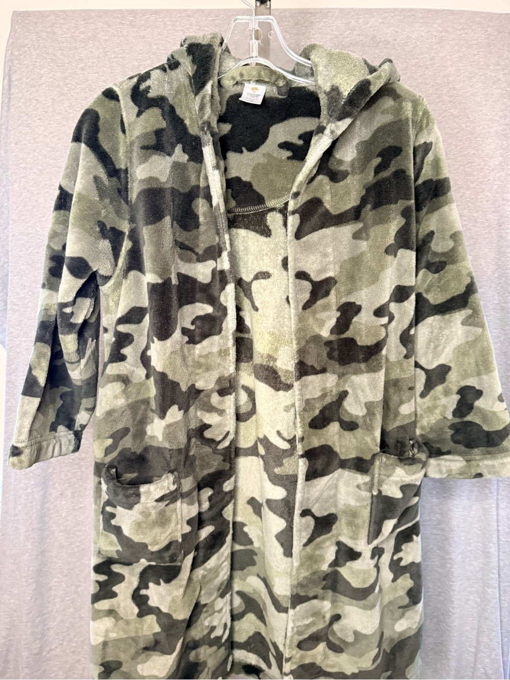 Tucker + Tate Olive Green Camo Plush Hooded Robe